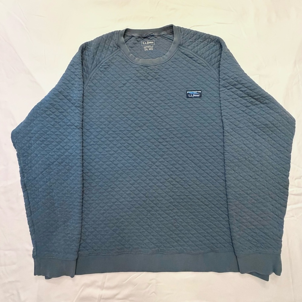 L.L. Bean Blue Quilted Crewneck Sweatshirt XXL